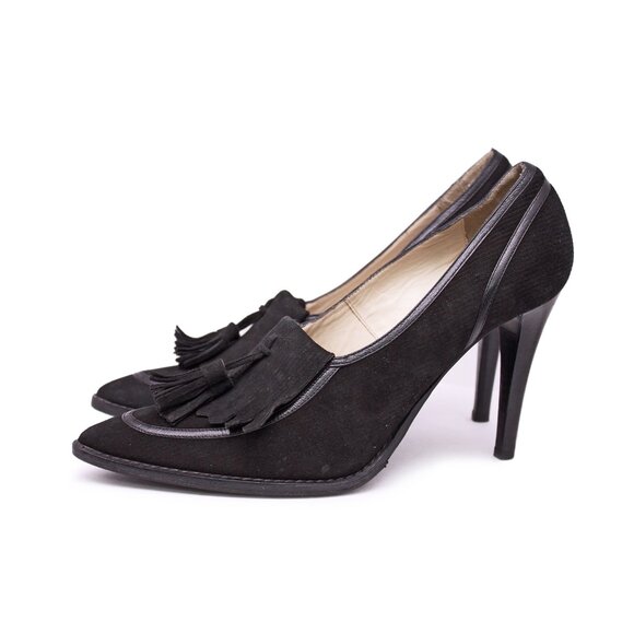 DKNY Black Stiletto Kilt Pointed Toe Pumps - Picture 3 of 12